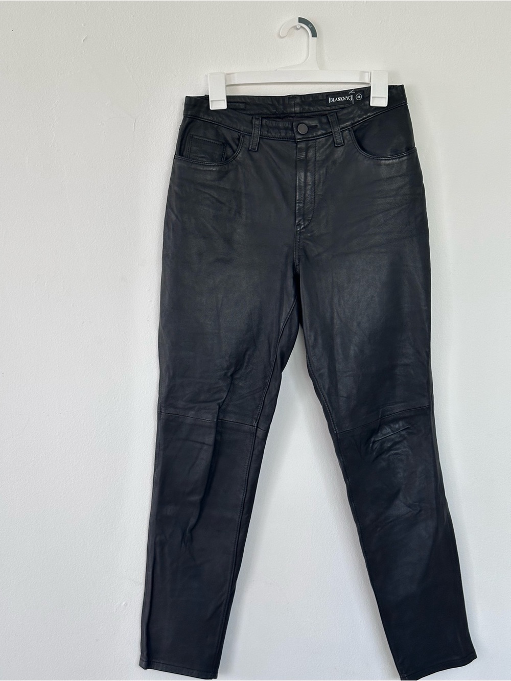 100% Sheep Leather BLANKNYC Lined Black Trousers Size 28